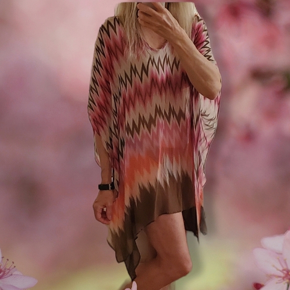 Bathing Suit  Cover Up  Pink and Brown coverup - Picture 8 of 8